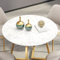 Glam Style Stone Table for Restaurant Round Table with Gold Pedestal Clearhalo 'Dining Tables & Seating' 'Dining Tables' 'dining_table' 'furn' 'furn_dining_table' 'Furniture' 'Kitchen & Dining Furniture' 5118980