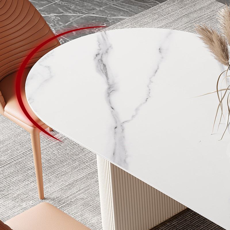 Ovaal eettafel stenen eettafel modern met metalen basisvoetstuk