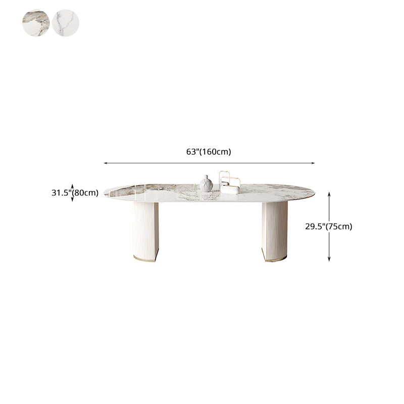 Ovaal eettafel stenen eettafel modern met metalen basisvoetstuk