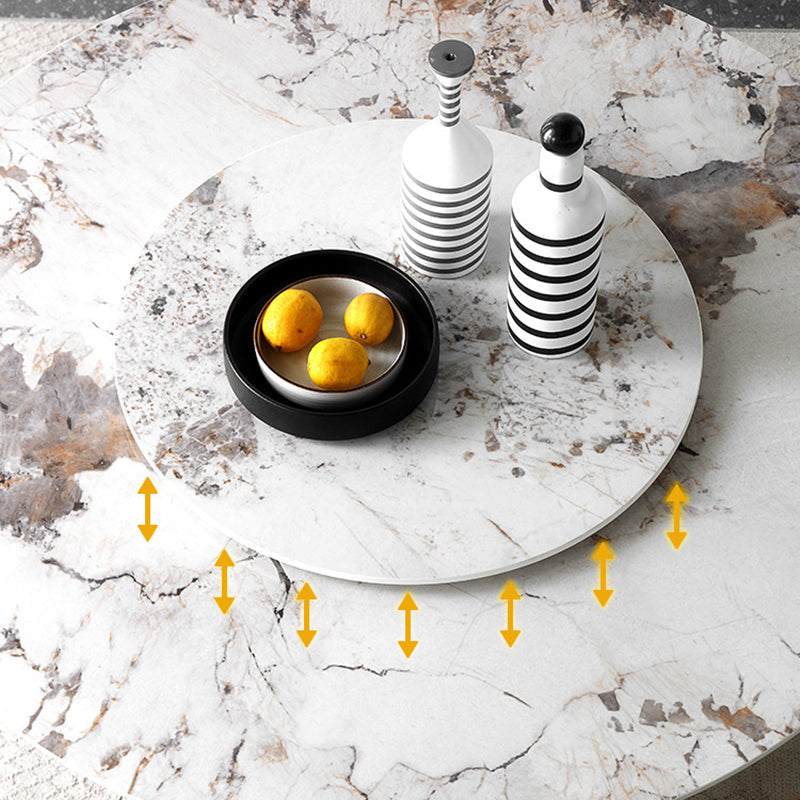 Round Sintered Stone Dining Table Stone Table in White with Pedestal Clearhalo 'Dining Tables & Seating' 'Dining Tables' 'dining_table' 'furn' 'furn_dining_table' 'Furniture' 'Kitchen & Dining Furniture' 5119012