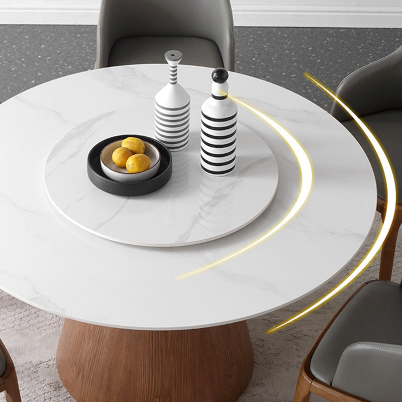 Round Sintered Stone Dining Table Stone Table in White with Pedestal Clearhalo 'Dining Tables & Seating' 'Dining Tables' 'dining_table' 'furn' 'furn_dining_table' 'Furniture' 'Kitchen & Dining Furniture' 5119016
