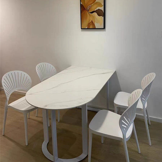 Mesa de comedor de piedra blanca moderna 78 "l Mesa de trineo de la mesa para el hogar