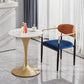 Mesa de comedor de base dorada redonda mesa de comedor de tulipán de piedra glam