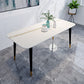 Rectangle Black Base Dining Table Modern Stone 4 Iron Legs Table White Gold Without Chairs Clearhalo 'Dining Tables & Seating' 'Dining Tables' 'dining_table' 'furn' 'furn_dining_table' 'Furniture' 'Kitchen & Dining Furniture' 5119081