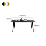 Rectangle Black Base Dining Table Modern Stone 4 Iron Legs Table Clearhalo 'Dining Tables & Seating' 'Dining Tables' 'dining_table' 'furn' 'furn_dining_table' 'Furniture' 'Kitchen & Dining Furniture' 5119085