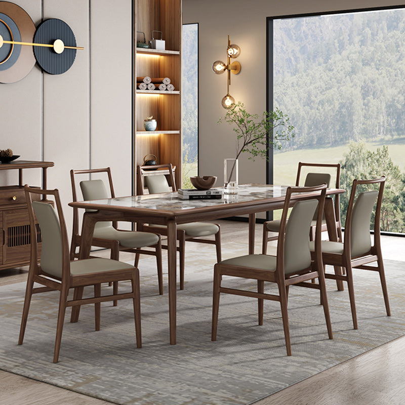 Modern Solid Wood Dining Site Table Stone Top Tripod Base Dining Table