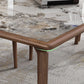 Modern Solid Wood Dining Site Table Stone Top Tripod Base Dining Table
