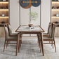 Modern Solid Wood Dining Site Table Stone Top Tripod Base Dining Table
