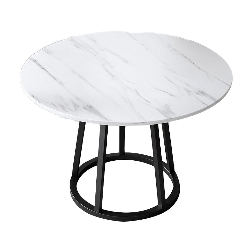 Mesa de comedor de base de hierro negro redondo Mesa de pedestal de piedra moderna