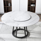 Mesa de comedor de base de hierro negro redondo Mesa de pedestal de piedra moderna