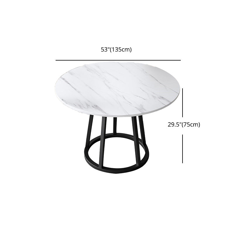 Mesa de comedor de base de hierro negro redondo Mesa de pedestal de piedra moderna