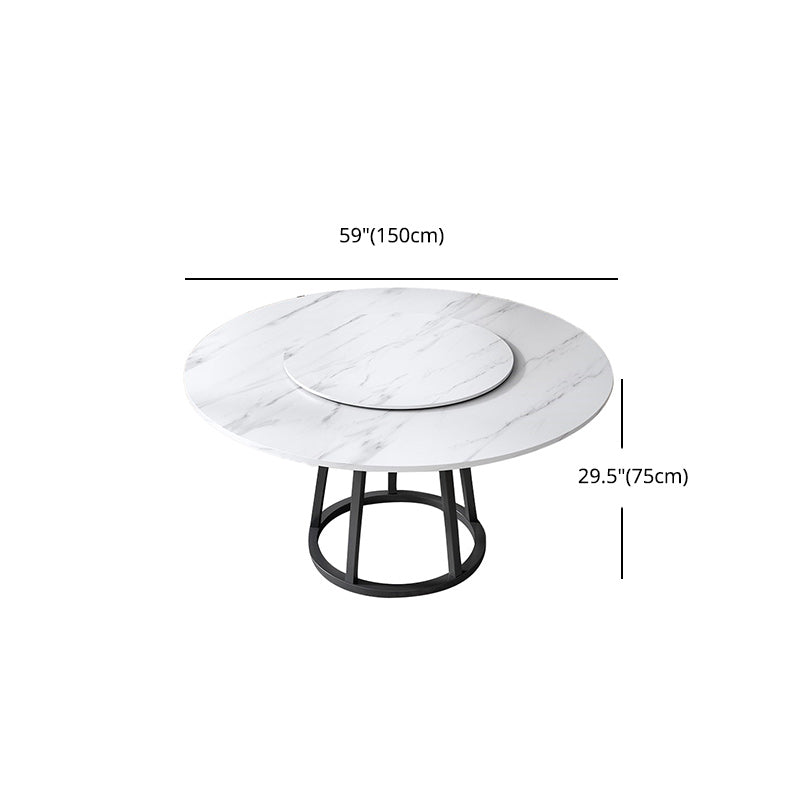 Mesa de comedor de base de hierro negro redondo Mesa de pedestal de piedra moderna