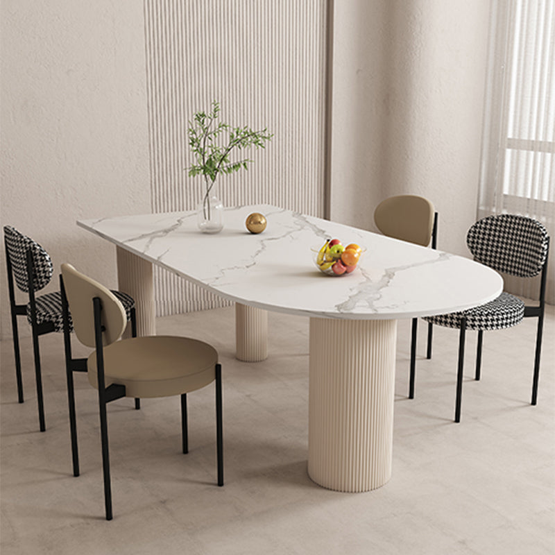 Free Form Sintered Stone Dining Table White Dining Table with Pedestal