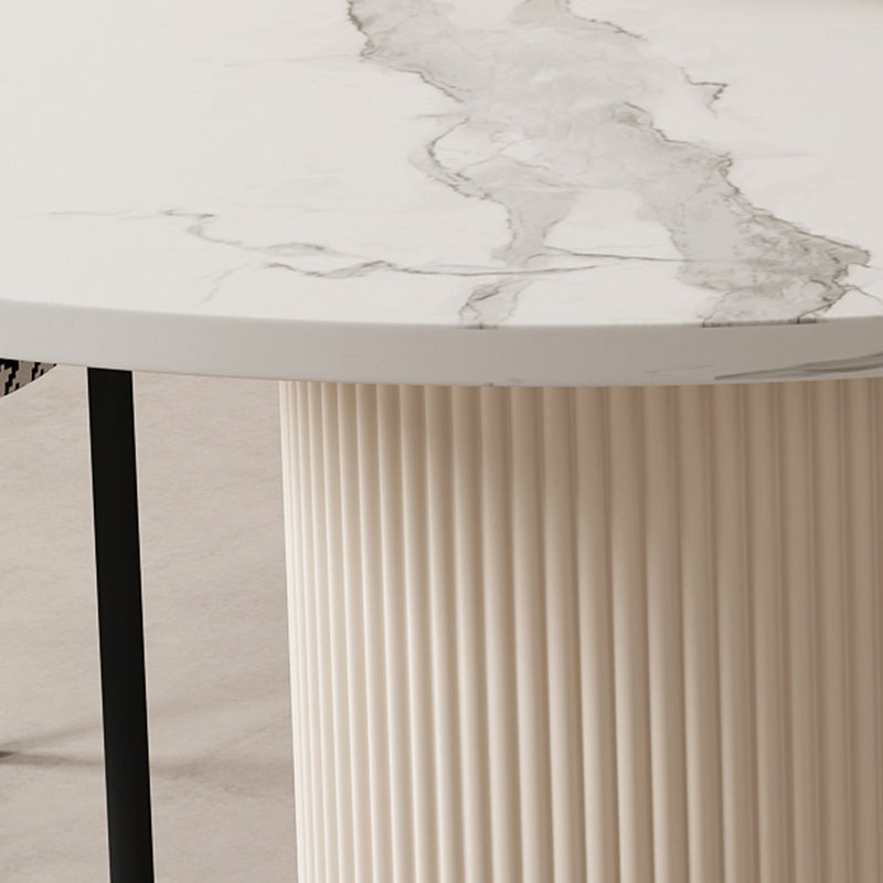 Free Form Sintered Stone Dining Table White Dining Table with Pedestal