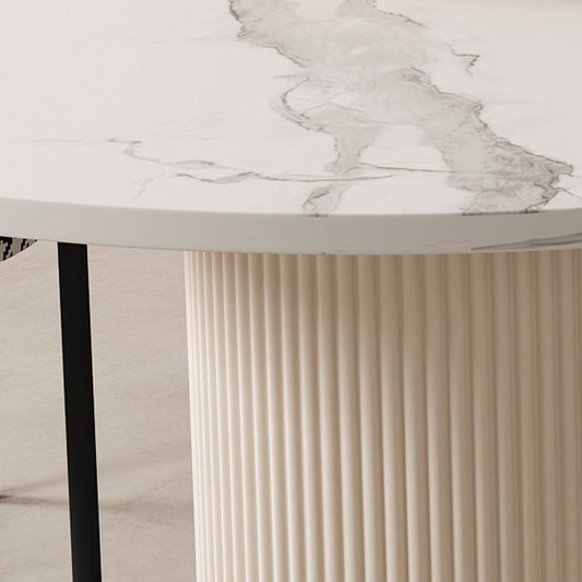 Mesa de comedor de piedra sinterizada de forma gratuita Mesa de comedor blanca con pedestal