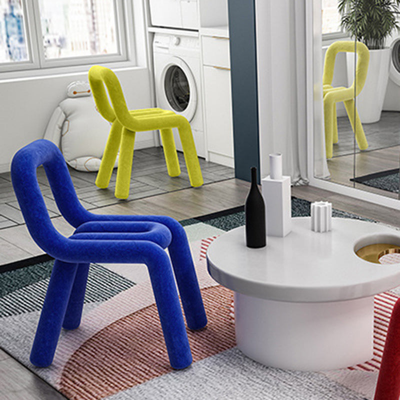 Contemporary Side Chair Velvet Open Back Dining Chair for Indoor