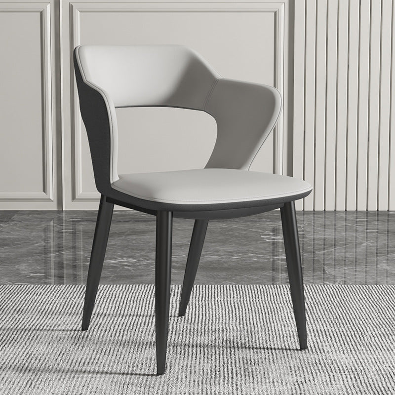 Metal Indoor Upholstered Chair with Arms Metallic Finish Open Back Side Chair
