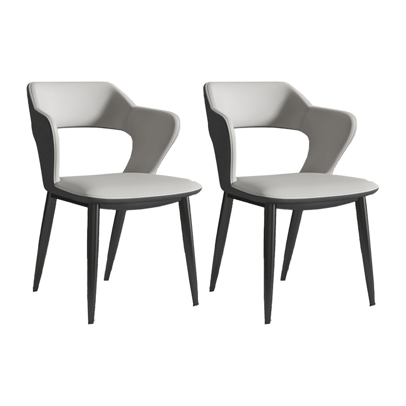Metal Indoor Upholstered Chair with Arms Metallic Finish Open Back Side Chair
