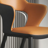 Metal Indoor Upholstered Chair with Arms Metallic Finish Open Back Side Chair