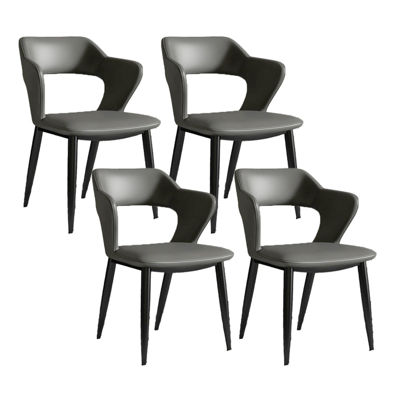 Metal Indoor Upholstered Chair with Arms Metallic Finish Open Back Side Chair