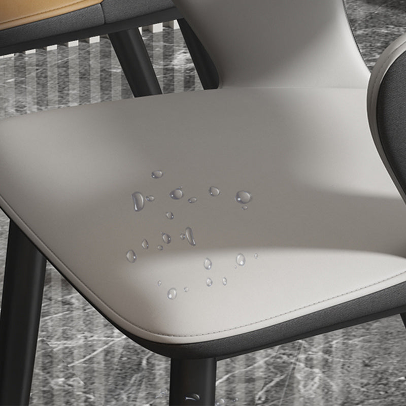 Metal Indoor Upholstered Chair with Arms Metallic Finish Open Back Side Chair