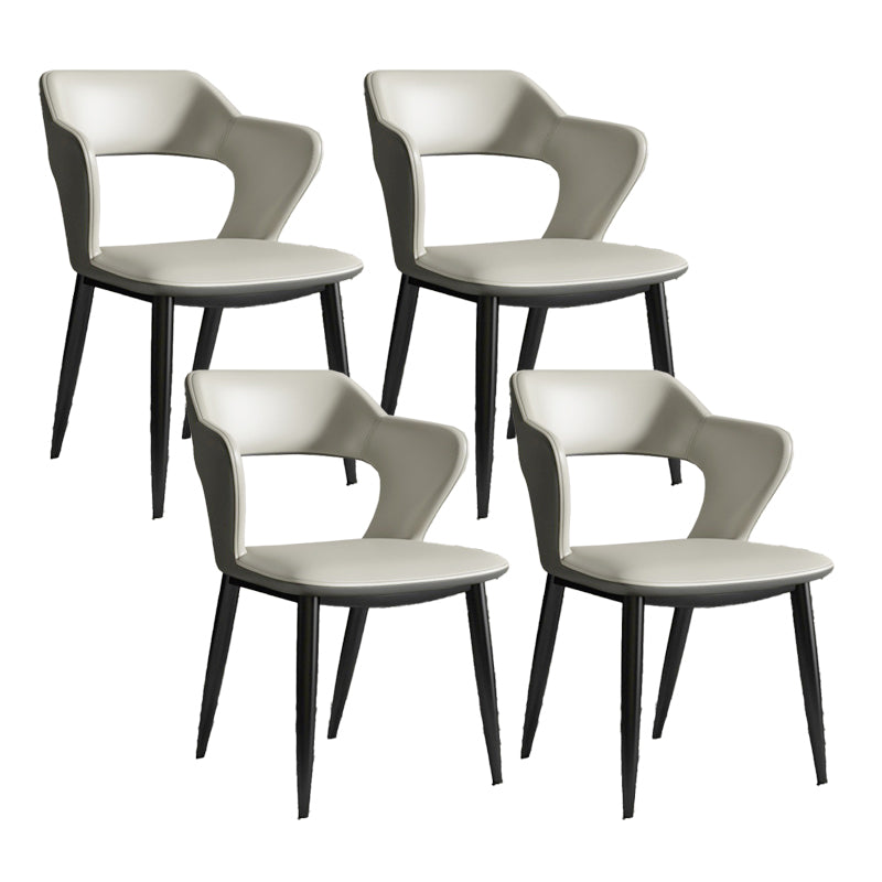 Metal Indoor Upholstered Chair with Arms Metallic Finish Open Back Side Chair
