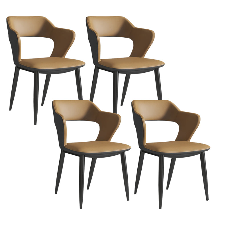 Metal Indoor Upholstered Chair with Arms Metallic Finish Open Back Side Chair