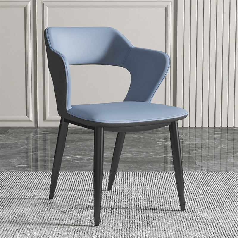 Metal Indoor Upholstered Chair with Arms Metallic Finish Open Back Side Chair