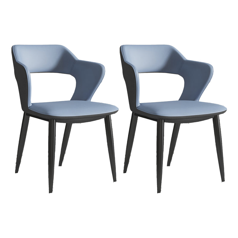 Metal Indoor Upholstered Chair with Arms Metallic Finish Open Back Side Chair