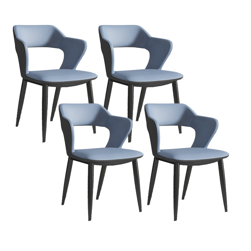 Metal Indoor Upholstered Chair with Arms Metallic Finish Open Back Side Chair