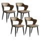 Metal Indoor Upholstered Chair with Arms Metallic Finish Open Back Side Chair