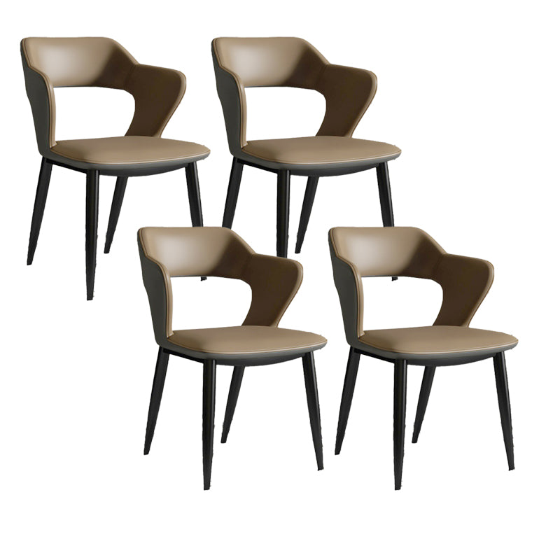 Metal Indoor Upholstered Chair with Arms Metallic Finish Open Back Side Chair