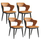 Metal Indoor Upholstered Chair with Arms Metallic Finish Open Back Side Chair