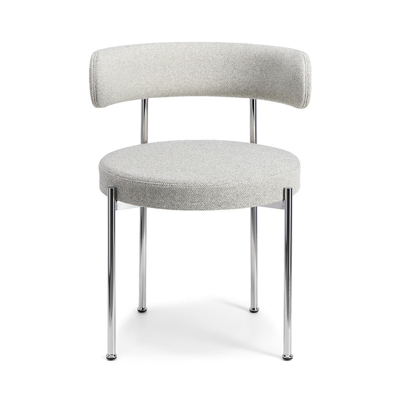Silla de comedor tapizada con respaldo abierto de estilo moderno, silla lateral para interior