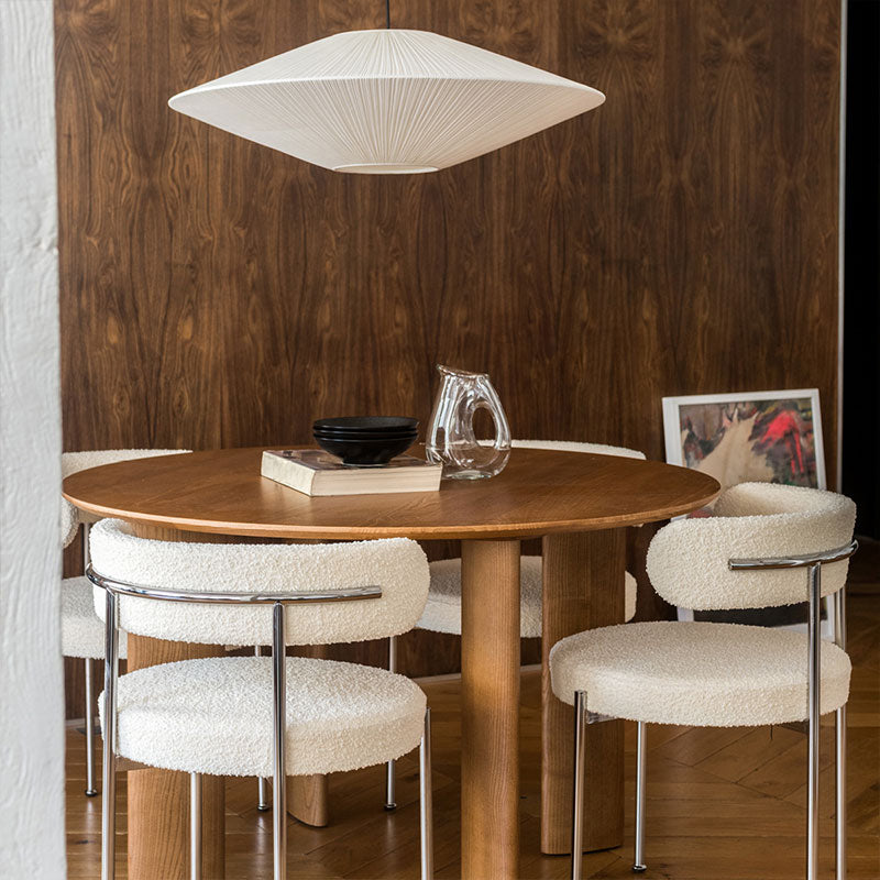 Silla de comedor tapizada con respaldo abierto de estilo moderno, silla lateral para interior