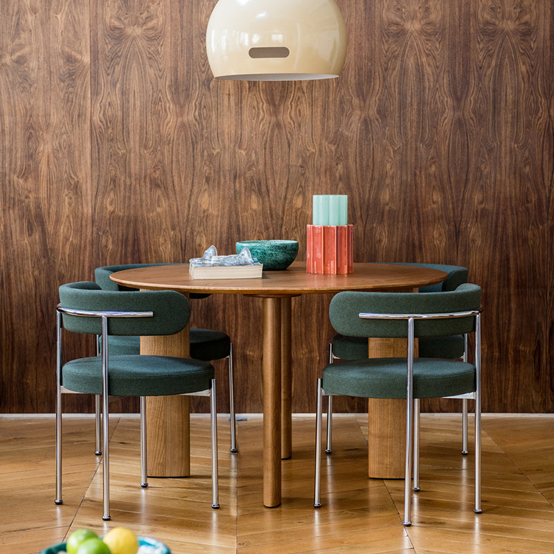 Silla de comedor tapizada con respaldo abierto de estilo moderno, silla lateral para interior