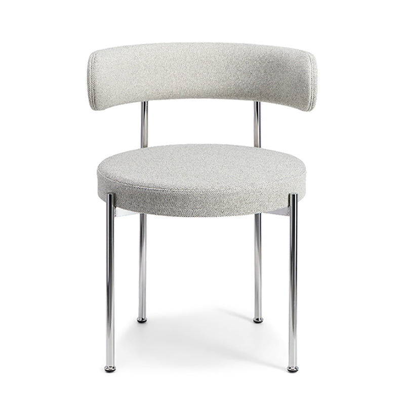 Silla de comedor tapizada con respaldo abierto de estilo moderno, silla lateral para interior