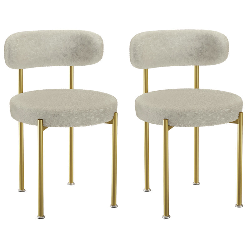 Contemporary Open Back Chair Upholstered Dining Side Chair for Home White-Gold 2 Piece Set Clearhalo 'Dining Chairs' 'Dining Tables & Seating' 'dining_chair' 'furn' 'furn_dining_chair' 'Furniture' 'Kitchen & Dining Furniture' 5119625