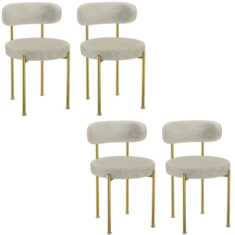 Contemporary Open Back Chair Upholstered Dining Side Chair for Home White-Gold 4 Piece Set Clearhalo 'Dining Chairs' 'Dining Tables & Seating' 'dining_chair' 'furn' 'furn_dining_chair' 'Furniture' 'Kitchen & Dining Furniture' 5119627