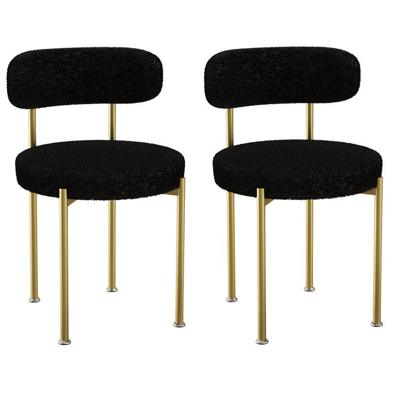 Contemporary Open Back Chair Upholstered Dining Side Chair for Home Black-Gold 2 Piece Set Clearhalo 'Dining Chairs' 'Dining Tables & Seating' 'dining_chair' 'furn' 'furn_dining_chair' 'Furniture' 'Kitchen & Dining Furniture' 5119651