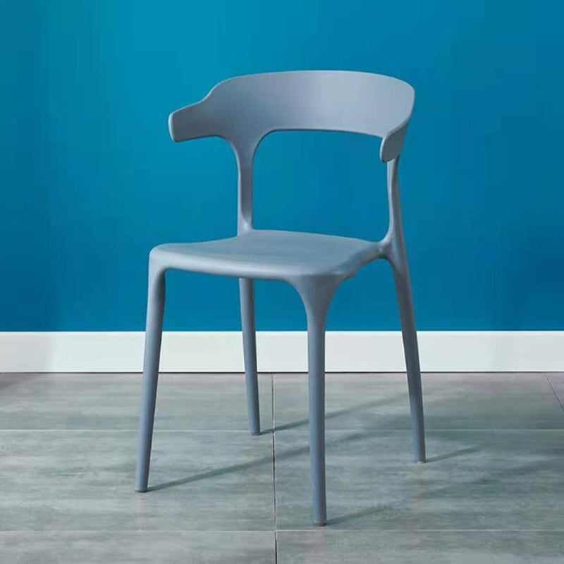 Contemporary Plastic Arm Chair Open Back Kitchen Dining Room Chair Grey 1 Piece Clearhalo 'Dining Chairs' 'Dining Tables & Seating' 'dining_chair' 'furn' 'furn_dining_chair' 'Furniture' 'furniture_dining_chair' 'Kitchen & Dining Furniture' 5119708
