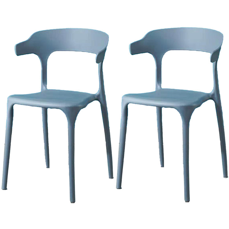 Contemporary Plastic Arm Chair Open Back Kitchen Dining Room Chair Grey 2 Piece Set Clearhalo 'Dining Chairs' 'Dining Tables & Seating' 'dining_chair' 'furn' 'furn_dining_chair' 'Furniture' 'furniture_dining_chair' 'Kitchen & Dining Furniture' 5119709