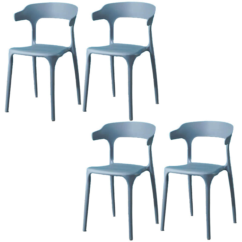 Contemporary Plastic Arm Chair Open Back Kitchen Dining Room Chair Grey 4 Piece Set Clearhalo 'Dining Chairs' 'Dining Tables & Seating' 'dining_chair' 'furn' 'furn_dining_chair' 'Furniture' 'furniture_dining_chair' 'Kitchen & Dining Furniture' 5119711