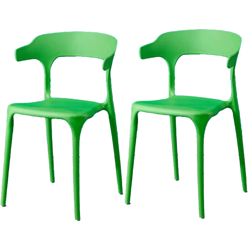 Contemporary Plastic Arm Chair Open Back Kitchen Dining Room Chair Light Green 2 Piece Set Clearhalo 'Dining Chairs' 'Dining Tables & Seating' 'dining_chair' 'furn' 'furn_dining_chair' 'Furniture' 'furniture_dining_chair' 'Kitchen & Dining Furniture' 5119716