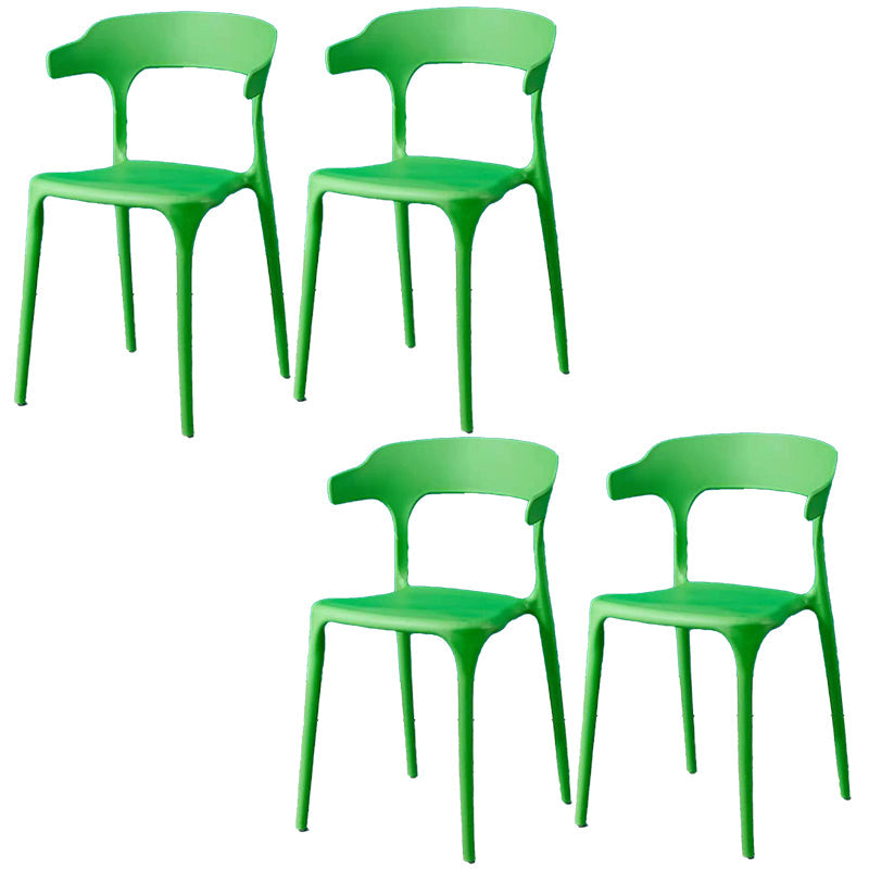 Contemporary Plastic Arm Chair Open Back Kitchen Dining Room Chair Light Green 4 Piece Set Clearhalo 'Dining Chairs' 'Dining Tables & Seating' 'dining_chair' 'furn' 'furn_dining_chair' 'Furniture' 'furniture_dining_chair' 'Kitchen & Dining Furniture' 5119718