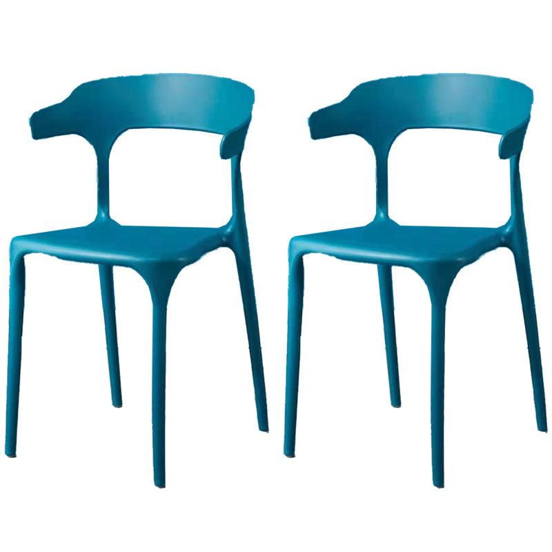 Contemporary Plastic Arm Chair Open Back Kitchen Dining Room Chair Royal Blue 2 Piece Set Clearhalo 'Dining Chairs' 'Dining Tables & Seating' 'dining_chair' 'furn' 'furn_dining_chair' 'Furniture' 'furniture_dining_chair' 'Kitchen & Dining Furniture' 5119722