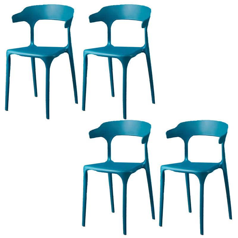 Contemporary Plastic Arm Chair Open Back Kitchen Dining Room Chair Royal Blue 4 Piece Set Clearhalo 'Dining Chairs' 'Dining Tables & Seating' 'dining_chair' 'furn' 'furn_dining_chair' 'Furniture' 'furniture_dining_chair' 'Kitchen & Dining Furniture' 5119724