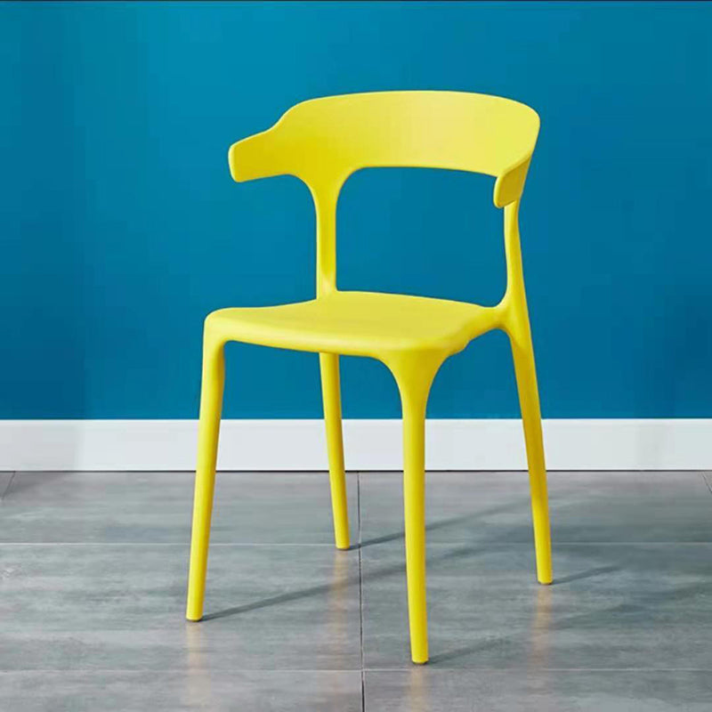 Contemporary Plastic Arm Chair Open Back Kitchen Dining Room Chair Yellow 1 Piece Clearhalo 'Dining Chairs' 'Dining Tables & Seating' 'dining_chair' 'furn' 'furn_dining_chair' 'Furniture' 'furniture_dining_chair' 'Kitchen & Dining Furniture' 5119726