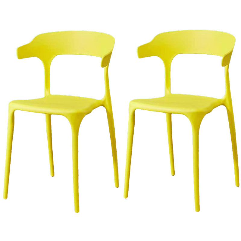 Contemporary Plastic Arm Chair Open Back Kitchen Dining Room Chair Yellow 2 Piece Set Clearhalo 'Dining Chairs' 'Dining Tables & Seating' 'dining_chair' 'furn' 'furn_dining_chair' 'Furniture' 'furniture_dining_chair' 'Kitchen & Dining Furniture' 5119728