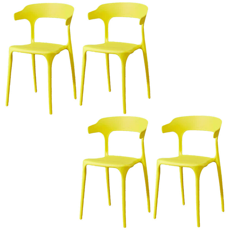 Contemporary Plastic Arm Chair Open Back Kitchen Dining Room Chair Yellow 4 Piece Set Clearhalo 'Dining Chairs' 'Dining Tables & Seating' 'dining_chair' 'furn' 'furn_dining_chair' 'Furniture' 'furniture_dining_chair' 'Kitchen & Dining Furniture' 5119729